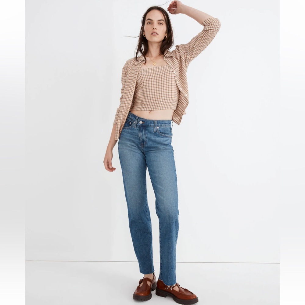 Madewell Mid Rise Perfect Vintage Blue Straight Leg Jeans : Crises Cross edition